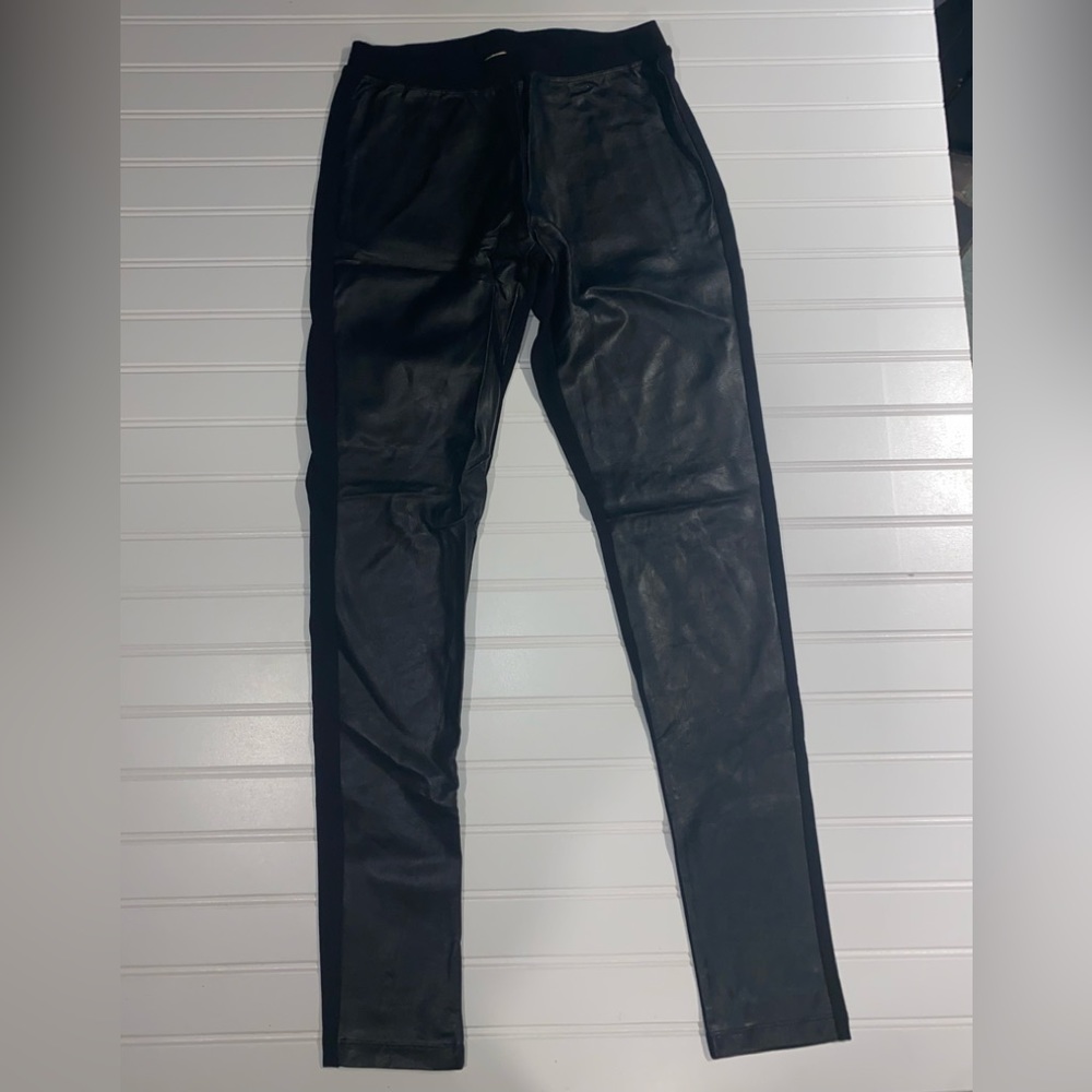 Faux Leather Converse Leggings Half Pleather / Fabric Material Black Size Small